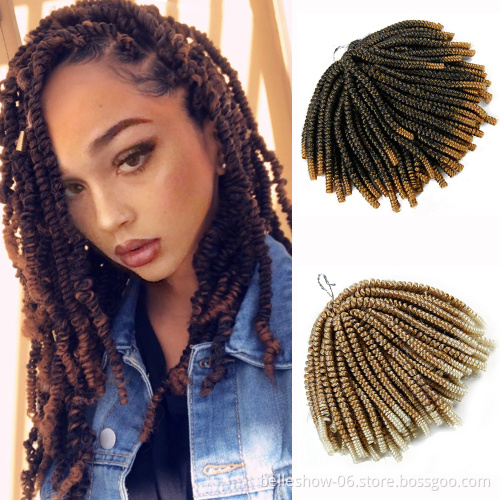 Hot sell 8'  spring twist Synthetic Hair Extension grey spring twist synthetic crochet braids bundle hair